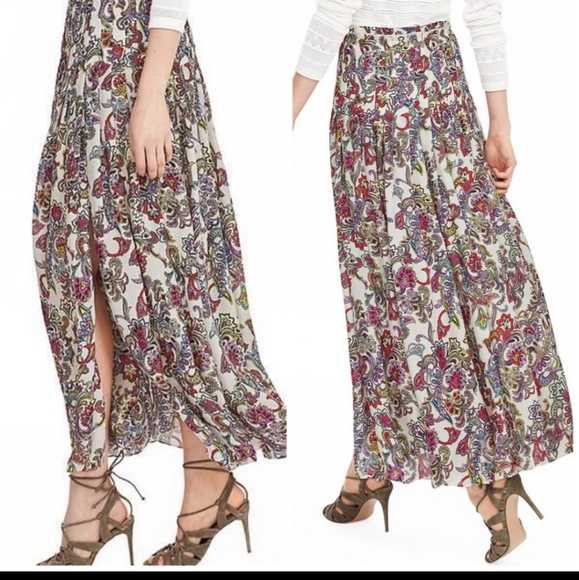Banana Republic Paisley Floral Pleated Maxi Boho Skirt - Picture 4 of 13